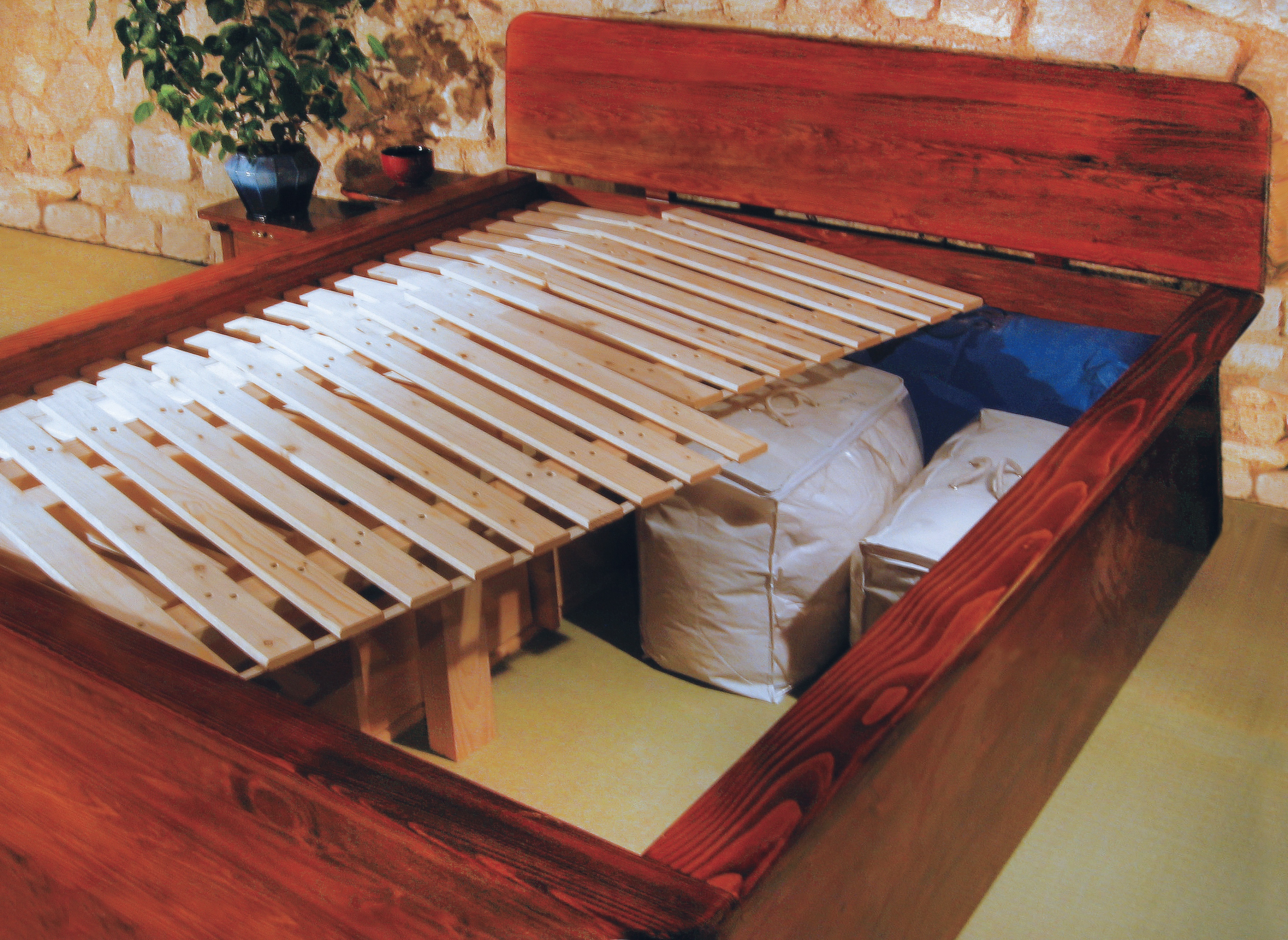 Lit rangement avec tiroir sous lit Megumi - Fabrication artisanale