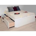 lit en bois blanc avec tiroir de rangement