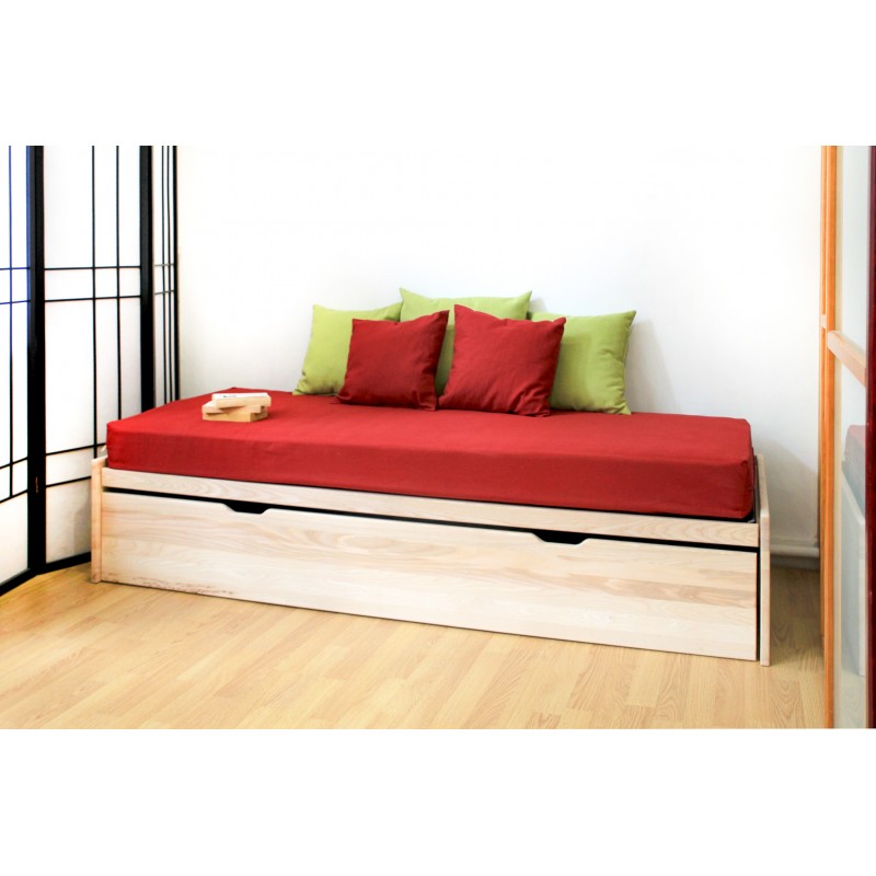 Pour bien ranger votre chambre : le lit gigogne en bois massif Massako 400