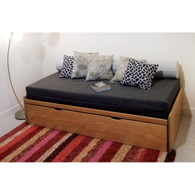 Pour bien ranger votre chambre : le lit gigogne en bois massif Massako 400